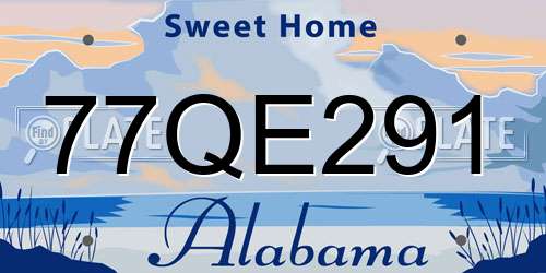 77QE291 Alabama License Plate