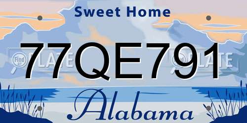 77QE791 Alabama License Plate
