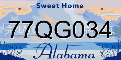 77QG034 Alabama License Plate