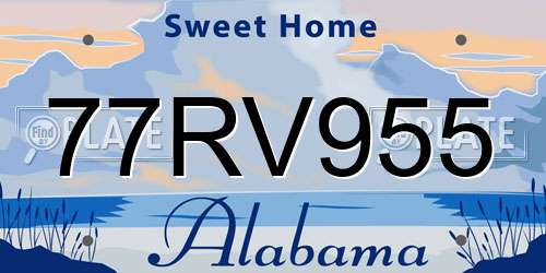 77RV955 Alabama License Plate