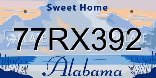 77RX392 Alabama License Plate
