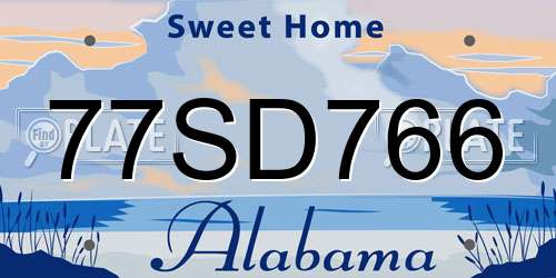 77SD766 Alabama License Plate