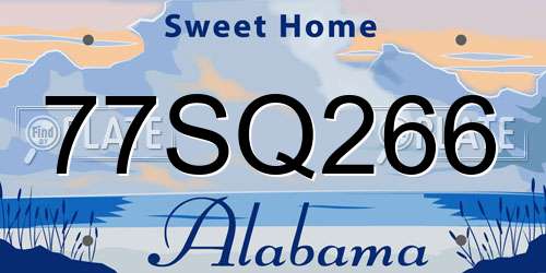 77SQ266 Alabama License Plate