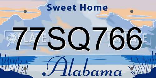 77SQ766 Alabama License Plate