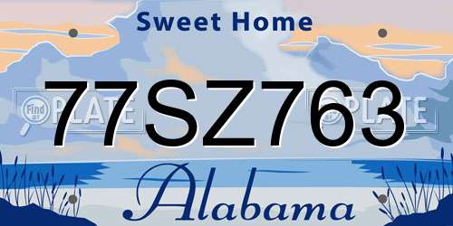 77SZ763 Alabama License Plate