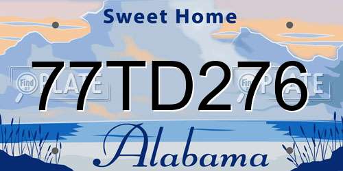 77TD276 Alabama License Plate