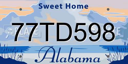 77TD598 Alabama License Plate