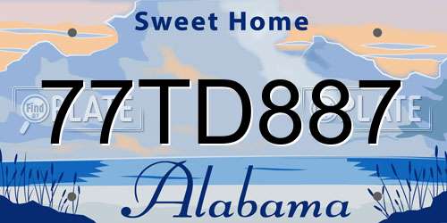 77TD887 Alabama License Plate