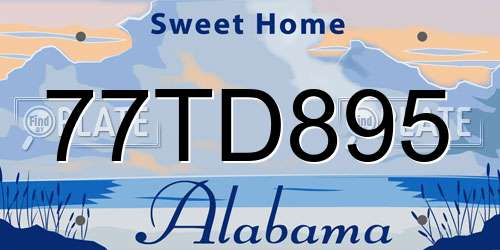 77TD895 Alabama License Plate