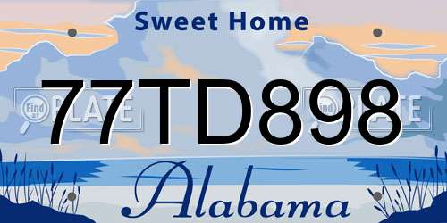 77TD898 Alabama License Plate