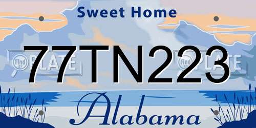 77TN223 Alabama License Plate