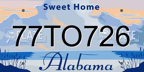 77TO726 Alabama License Plate