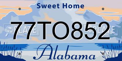 77TO852 Alabama License Plate