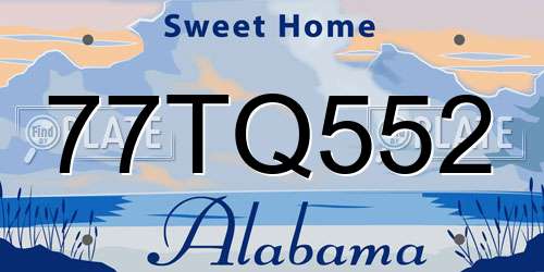 77TQ552 Alabama License Plate