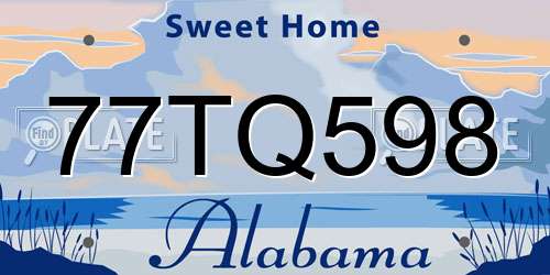 77TQ598 Alabama License Plate