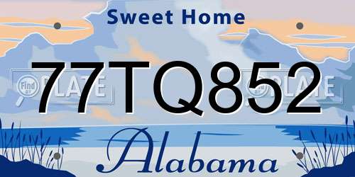 77TQ852 Alabama License Plate