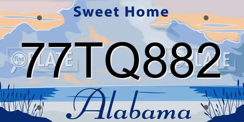 77TQ882 Alabama License Plate