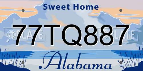 77TQ887 Alabama License Plate