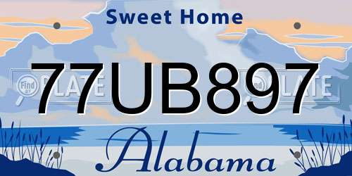 77UB897 Alabama License Plate