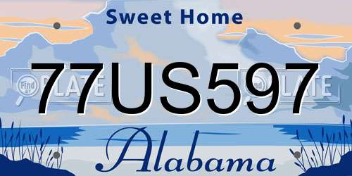 77US597 Alabama License Plate