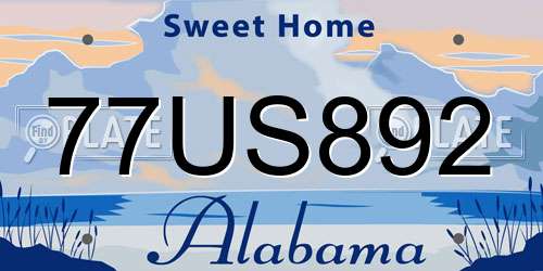 77US892 Alabama License Plate