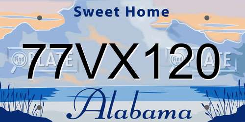 77VX120 Alabama License Plate