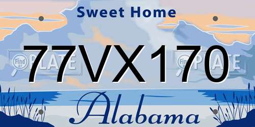 77VX170 Alabama License Plate