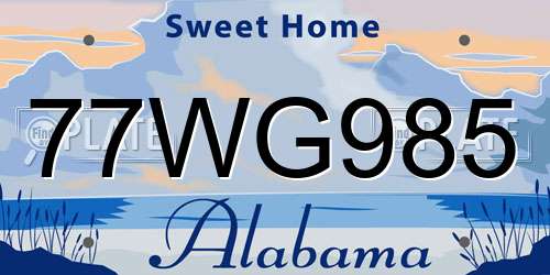 77WG985 Alabama License Plate