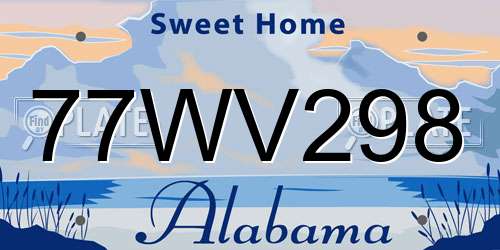 77WV298 Alabama License Plate