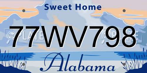 77WV798 Alabama License Plate