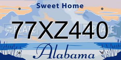 77XZ440 Alabama License Plate