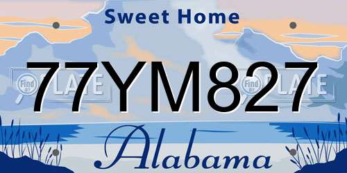 77YM827 Alabama License Plate