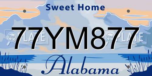 77YM877 Alabama License Plate