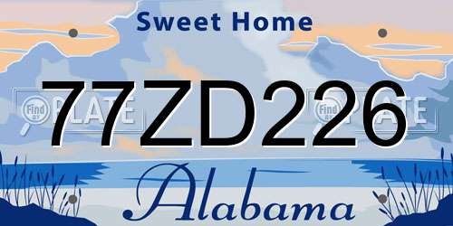77ZD226 Alabama License Plate