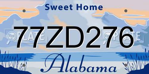 77ZD276 Alabama License Plate