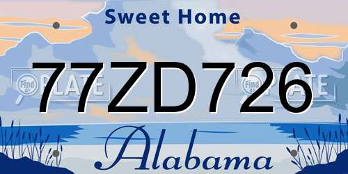 77ZD726 Alabama License Plate