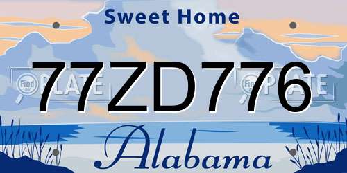 77ZD776 Alabama License Plate