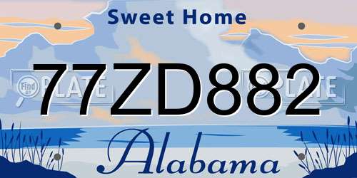 77ZD882 Alabama License Plate