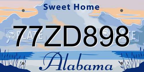 77ZD898 Alabama License Plate