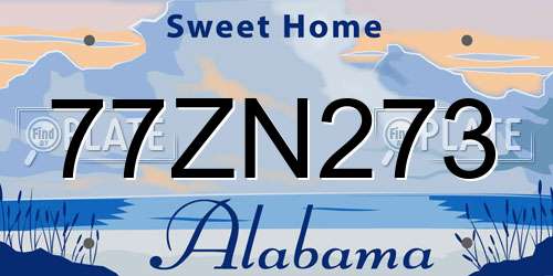 77ZN273 Alabama License Plate