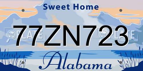 77ZN723 Alabama License Plate