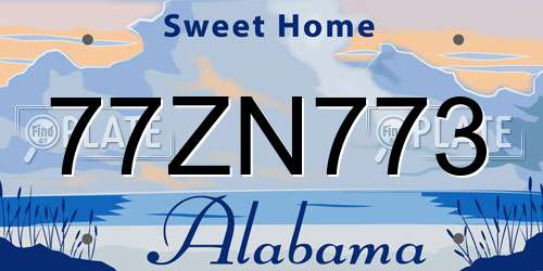 77ZN773 Alabama License Plate