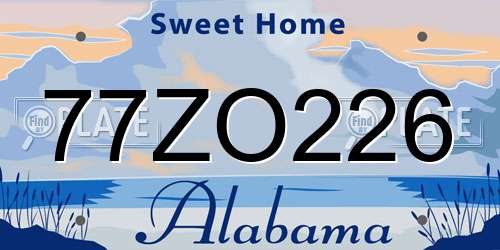 77ZO226 Alabama License Plate