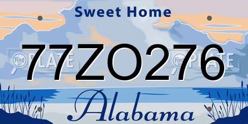 77ZO276 Alabama License Plate