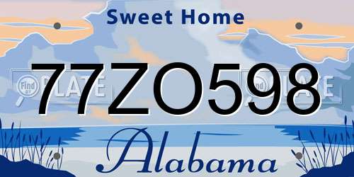 77ZO598 Alabama License Plate