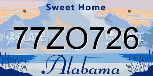 77ZO726 Alabama License Plate