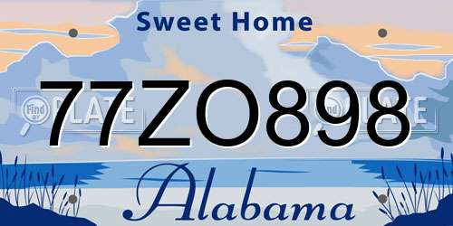 77ZO898 Alabama License Plate