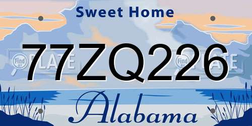 77ZQ226 Alabama License Plate