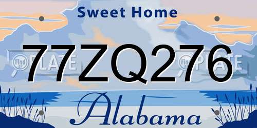 77ZQ276 Alabama License Plate