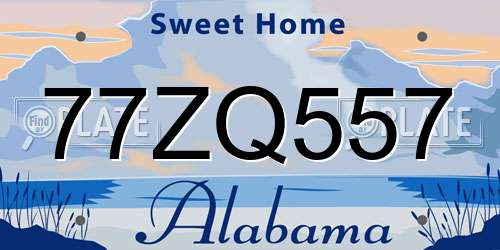 77ZQ557 Alabama License Plate